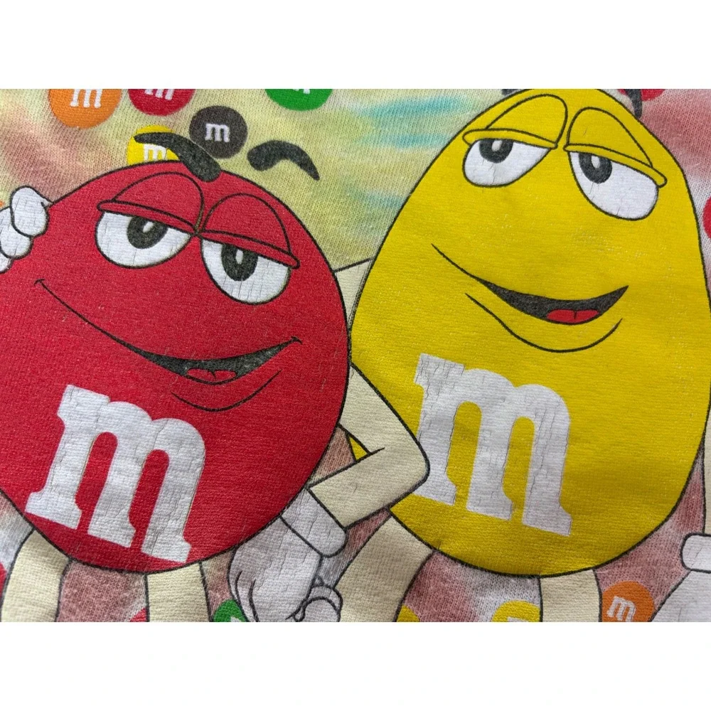 M&M's Official Licensed Tie Dye T-Shirt Mens 2XL Red Yellow Characters Candy
